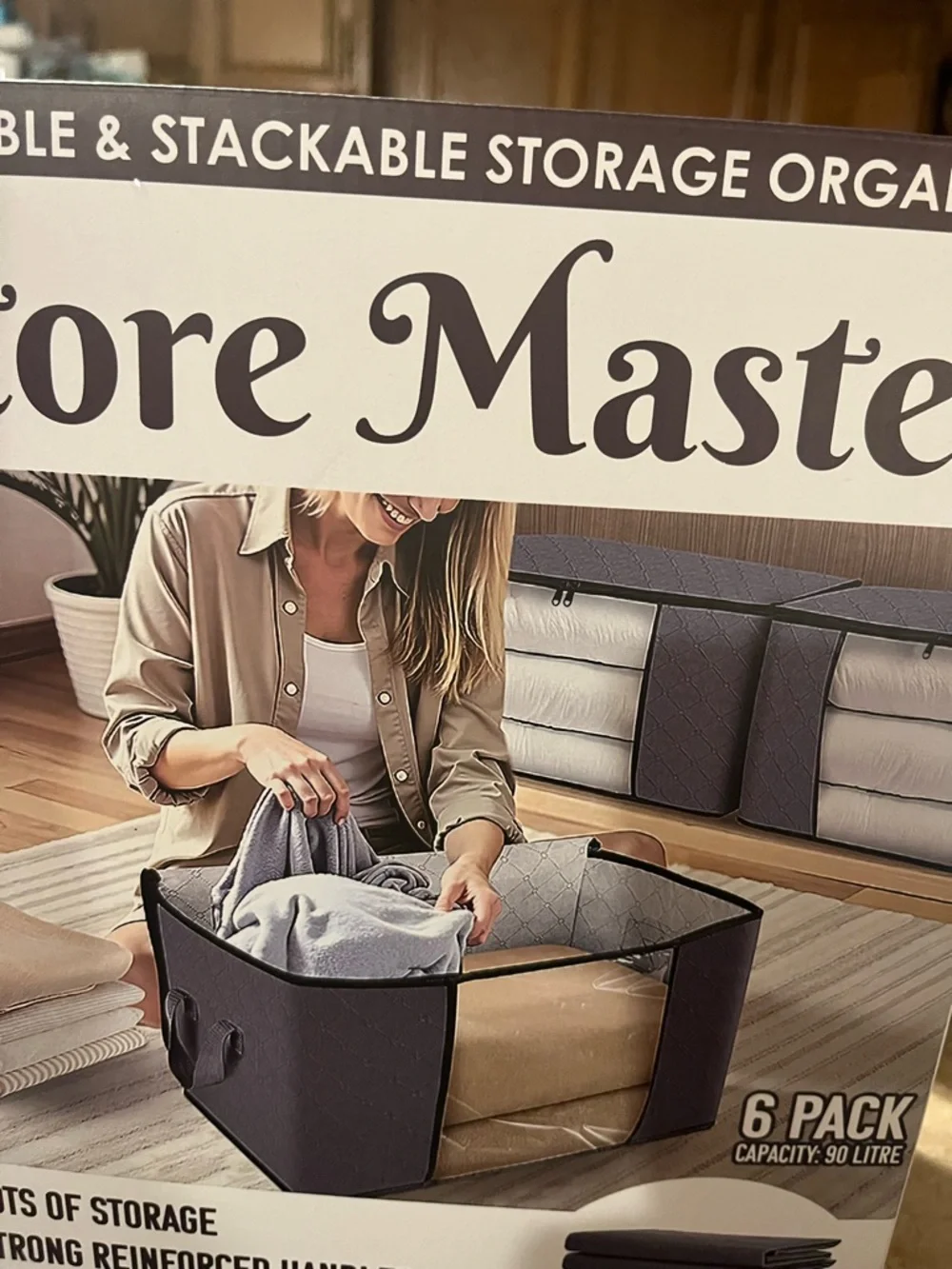 Gray Fabric Storage Bin - Large Home Organizer. Foldable. Light Weight